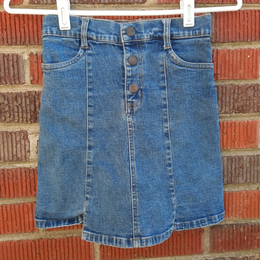 Pocketed Denim Pleated A-line Skirt